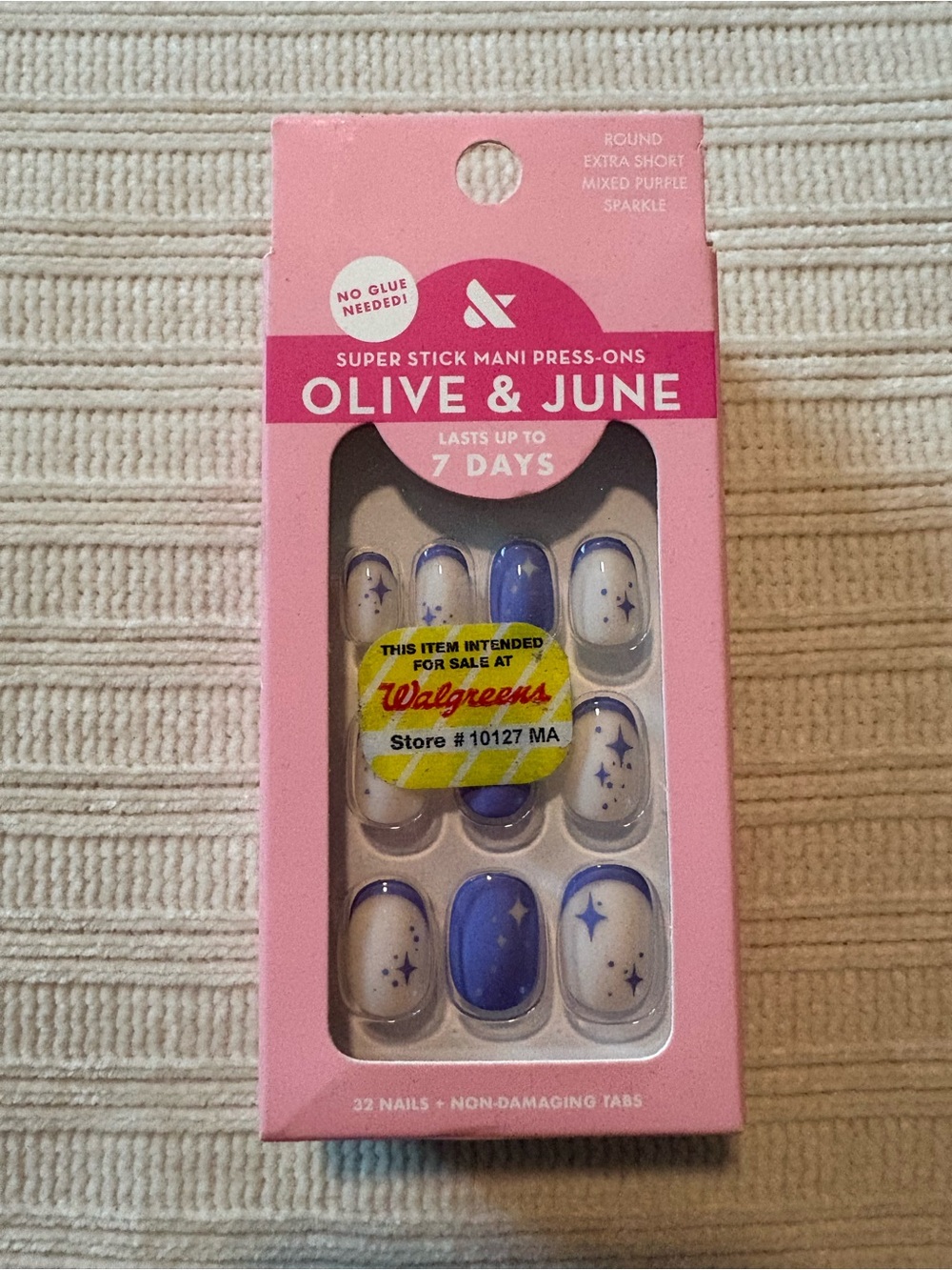 Olive & June Super Stick Mani Press-Ons - Purple & White Mixed Purple Sparkle
